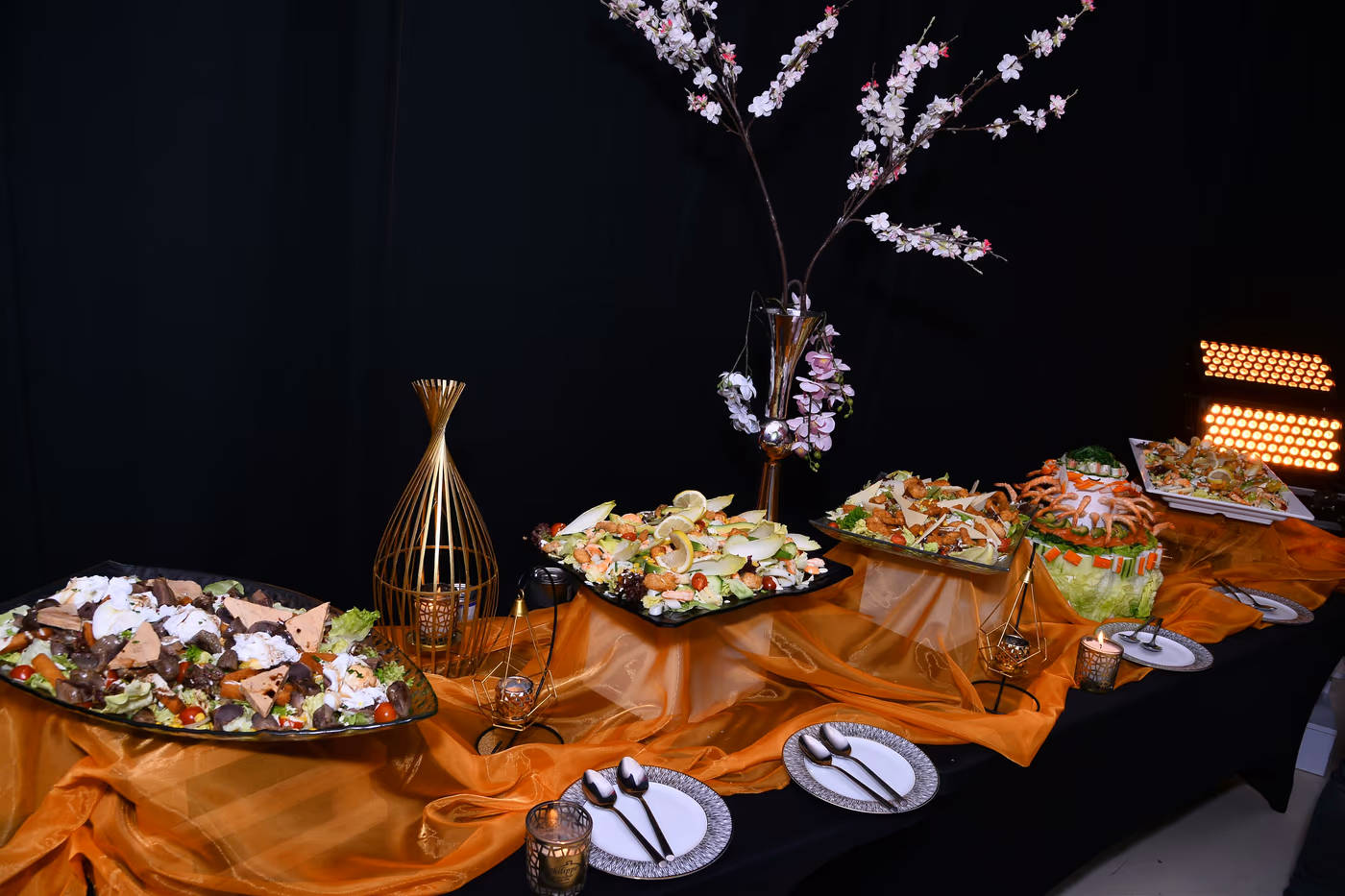 Corporate catering spread arranged for guests