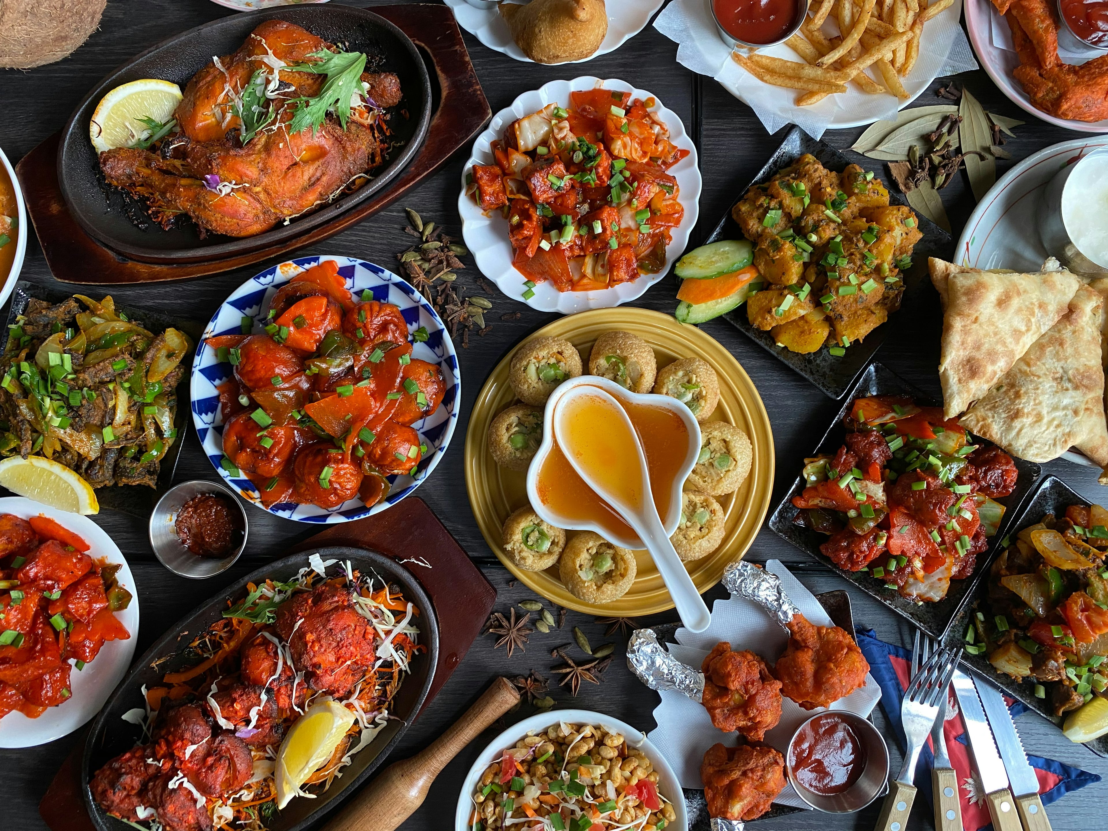Wedding catering table prepared with Lahori dishes